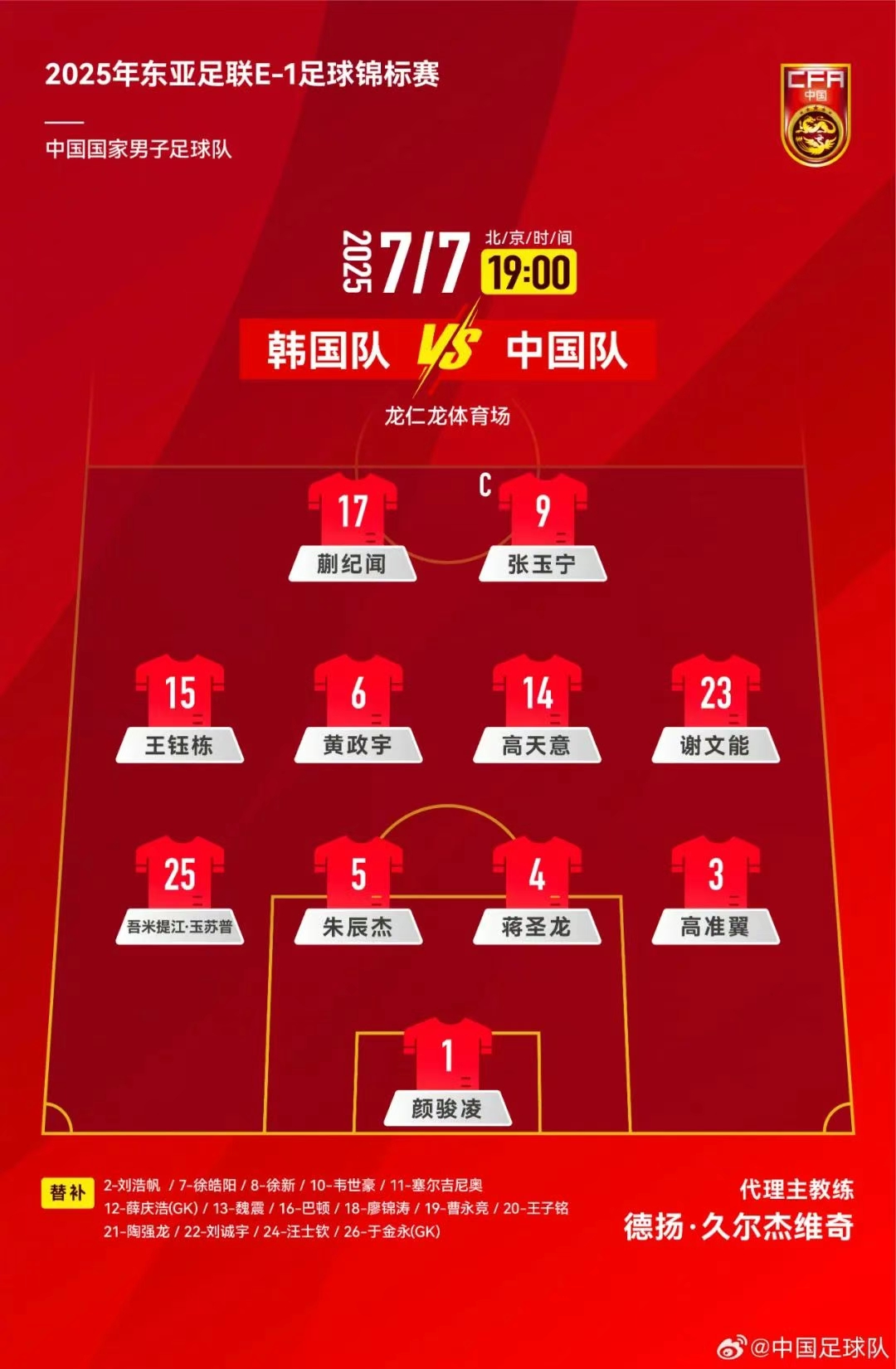 国足东亚杯首战03负韩国 新帅首秀遇挫